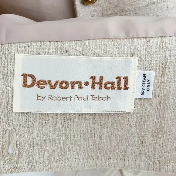 Vintage Devon Hall Cream Neutral Skirt Blazer Suit Set - Picture 14 of 16